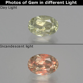 Diasporo de mudança de cor mudança de cor natural 1,14ct, corte oval, SI