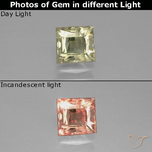 1.06ct Natural Amarelo acastanhado Diásporo com mudança de cor, Quadrado, VS-SI