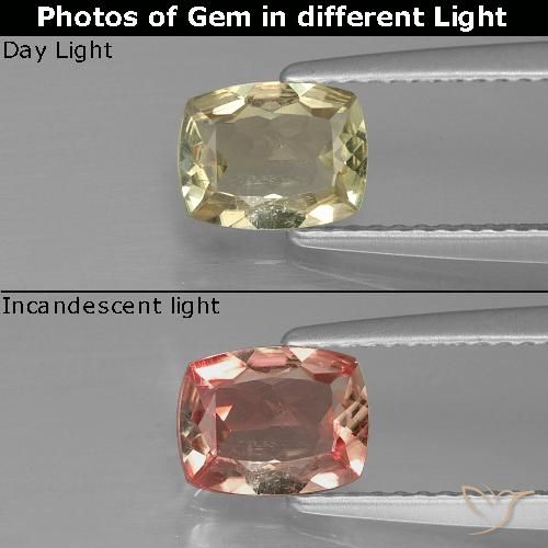 0.92ct Natural Luz amarela Diásporo com mudança de cor, Almofada, VS-SI