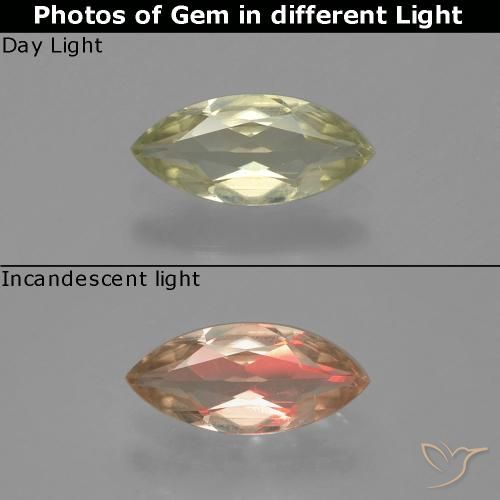 0.81ct Natural amarelo bege Diásporo com mudança de cor, Marquesa, VS