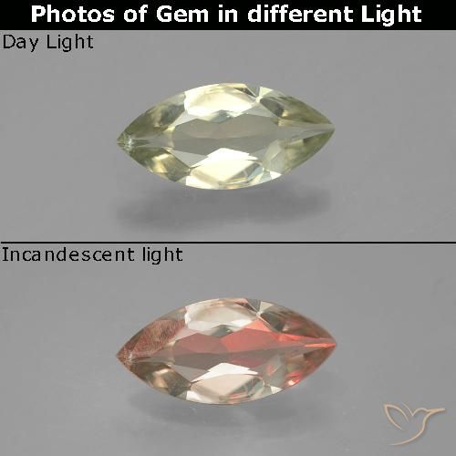 0.73ct Natural Amarelo acastanhado Diásporo com mudança de cor, Marquesa, VVS-VS