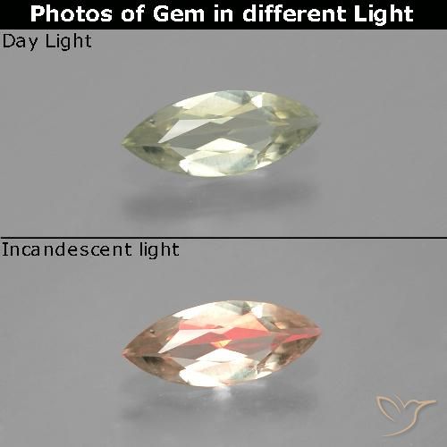 0.57ct Natural Amarelo muito claro Diásporo com mudança de cor, Marquesa, VVS-VS