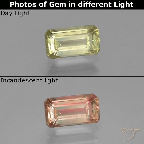 1.07ct Natural Amarelo verde Diásporo com mudança de cor, Corte Esmeralda, VS-SI