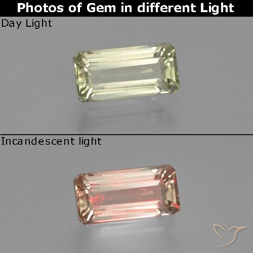 1.19ct Natural Amarelo claro Diásporo com mudança de cor, Corte Esmeralda, VS