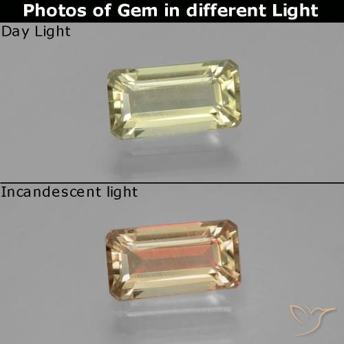 1.12ct Natural Luz amarela Diásporo com mudança de cor, Corte Esmeralda, VS