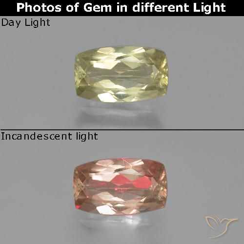 1.13ct Natural Amarelo Dourado Claro Diásporo com mudança de cor, Almofada, VS-SI