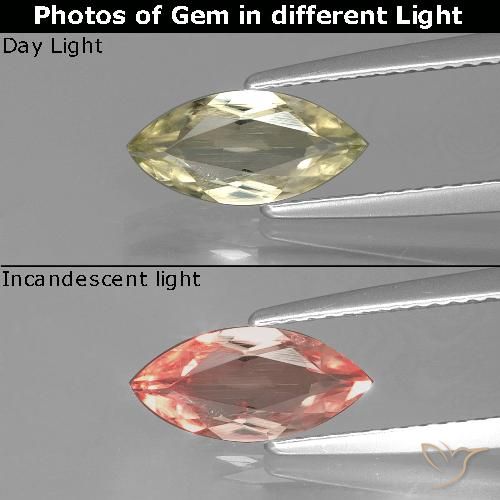 1.06ct Natural Amarelo Terroso Diásporo com mudança de cor, Marquesa, VS