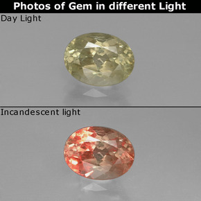 Diasporo de mudança de cor  natural 1,32ct, corte oval, VS-SI