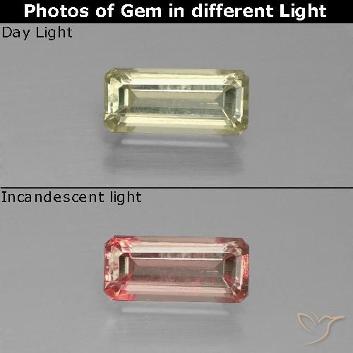 1.22ct Natural Amarelo claro Diásporo com mudança de cor, Corte Esmeralda, VS-SI