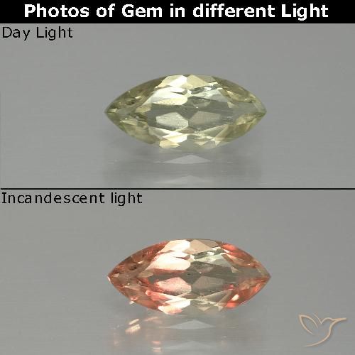 Diasporo de mudança de cor amarelo natural 1,27ct, marquise, VS-SI