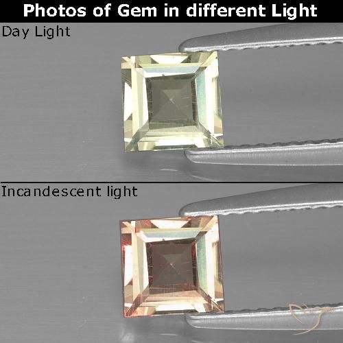 0.62ct Natural Amarelo muito claro Diásporo com mudança de cor, Quadrado, VS