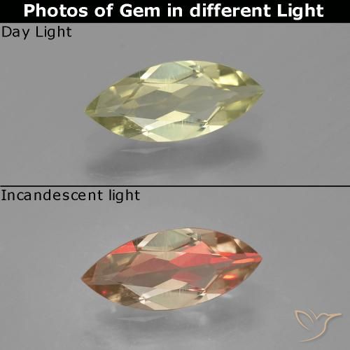 0.93ct Natural Amarelo muito claro Diásporo com mudança de cor, Marquesa, VS