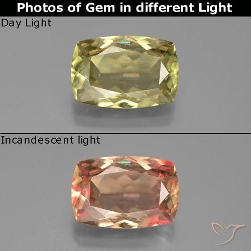 4.89ct Natural amarelo médio Diásporo com mudança de cor, Almofada, SI