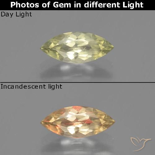 0.98ct Natural Luz amarela Diásporo com mudança de cor, Marquesa, VS