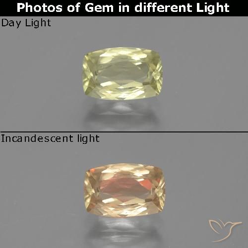 0.93ct Natural Luz amarela Diásporo com mudança de cor, Almofada, VVS-VS