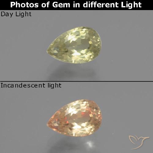 1.10ct Natural Amarelo muito claro Diásporo com mudança de cor, Formato de pêra, VS