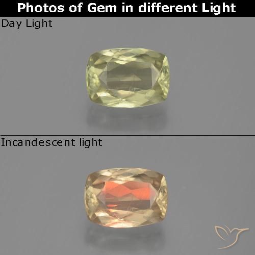 1.18ct Natural Amarelo muito claro Diásporo com mudança de cor, Almofada, VS