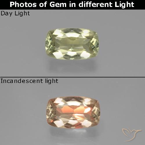 1.19ct Natural Luz amarela Diásporo com mudança de cor, Almofada, VVS-VS