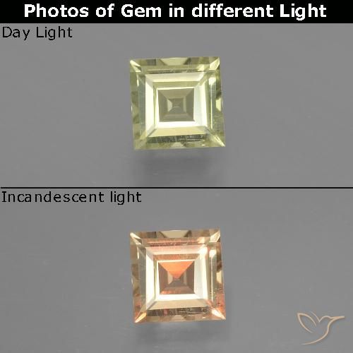 0.81ct Natural Amarelo muito claro Diásporo com mudança de cor, Quadrado, VS