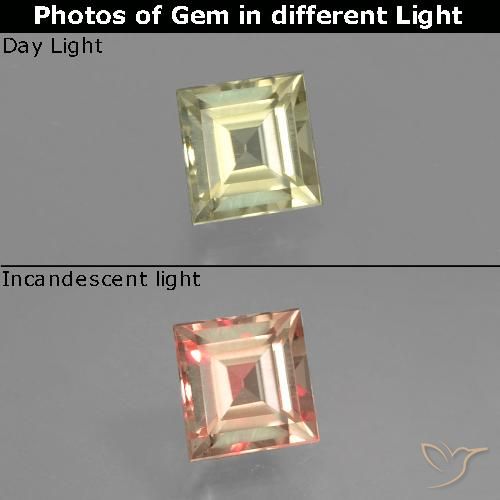0.55ct Natural Luz amarela Diásporo com mudança de cor, Quadrado, VVS-VS