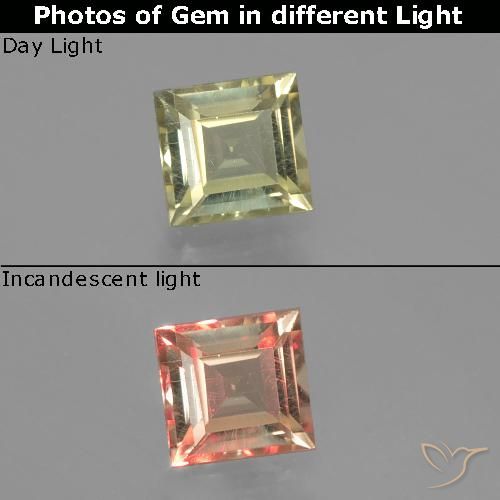 0.78ct Natural Luz amarela Diásporo com mudança de cor, Quadrado, VVS-VS