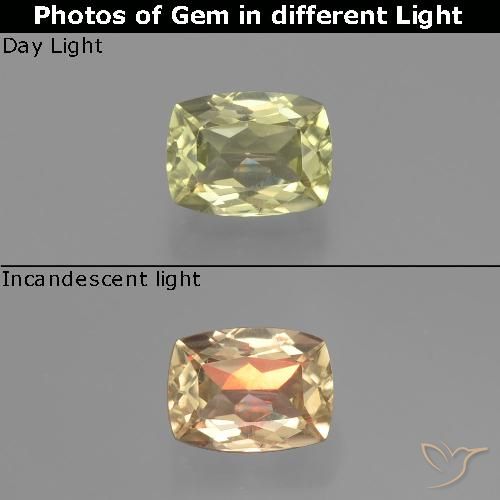 0.83ct Natural Amarelo Muito Pálido Diásporo com mudança de cor, Almofada, VVS