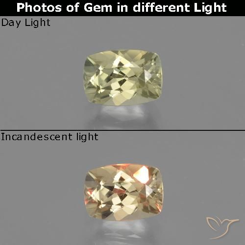 1.06ct Natural Amarelo muito claro Diásporo com mudança de cor, Almofada, VVS