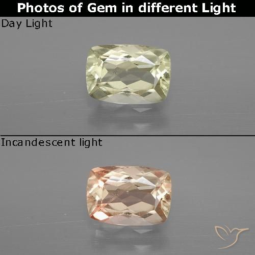 1.13ct Natural Amarelo claro Diásporo com mudança de cor, Almofada, VS