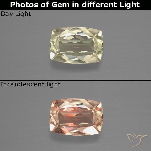 1.15ct Natural Amarelo muito claro Diásporo com mudança de cor, Almofada, VVS-VS