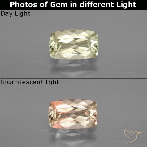 1.16ct Natural Amarelo muito claro Diásporo com mudança de cor, Almofada, VVS-VS