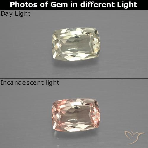 1.11ct Natural Luz amarela Diásporo com mudança de cor, Almofada, VVS-VS