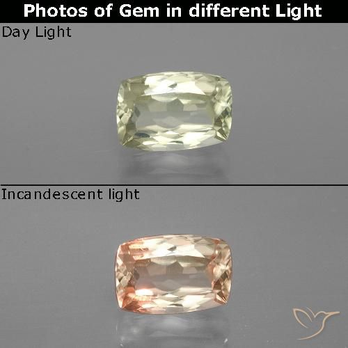 1.19ct Natural Amarelo muito claro Diásporo com mudança de cor, Almofada, VVS