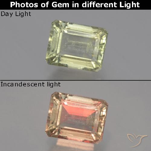 1.41ct Natural Amarelo muito claro Diásporo com mudança de cor, Corte Esmeralda, VS-SI