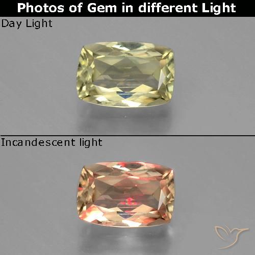 1.22ct Natural Amarelo muito claro Diásporo com mudança de cor, Almofada, VS