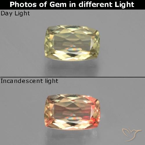 1.20ct Natural Amarelo acastanhado Diásporo com mudança de cor, Almofada, VVS-VS