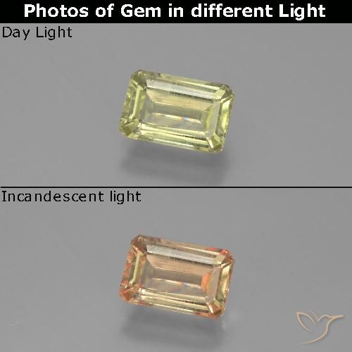 1.05ct Natural Luz amarela Diásporo com mudança de cor, Corte Esmeralda, VS