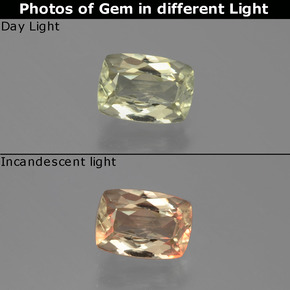 Diasporo de mudança de cor mudança de cor natural 1,14ct, almofada cortada, VS-SI