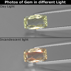 Diásporo com mudança de cor verde para rosa Natural 1.08ct, Almofada cortada, VVS-VS