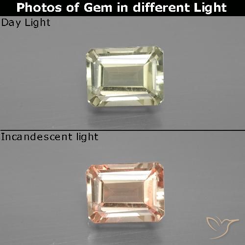 1.09ct Natural Luz amarela Diásporo com mudança de cor, Corte Esmeralda, VS-SI