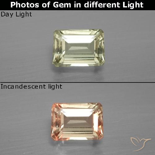 1.01ct Natural Luz amarela Diásporo com mudança de cor, Corte Esmeralda, VS