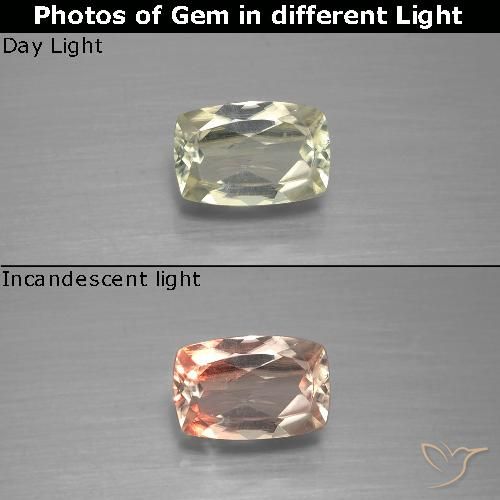 0.94ct Natural Amarelo muito claro Diásporo com mudança de cor, Almofada, VVS-VS