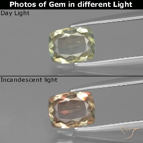 1.14ct Natural Luz amarela Diásporo com mudança de cor, Almofada, VS