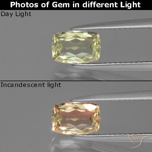 1.39ct Natural Luz amarela Diásporo com mudança de cor, Almofada, VS