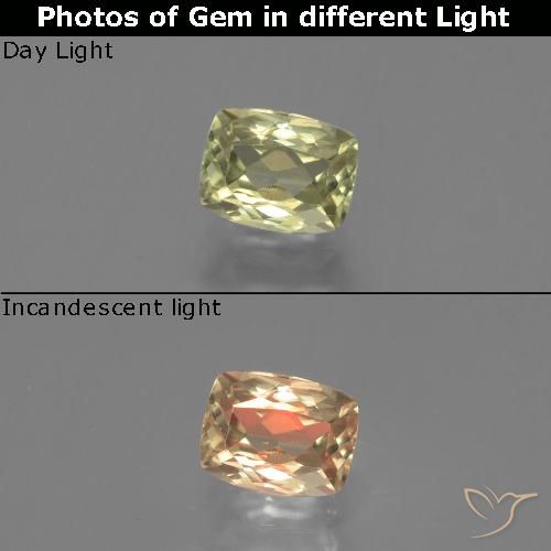 1.31ct Natural Amarelo verde Diásporo com mudança de cor, Almofada, VS