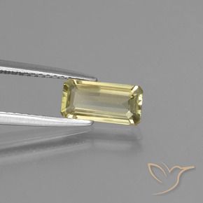 Diásporo com mudança de cor amarelo quente Natural 1.13ct, Corte Esmeralda, VVS-VS