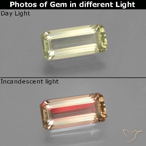 1.22ct Natural Amarelo Terroso Diásporo com mudança de cor, Corte Esmeralda, VVS-VS