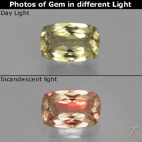 1.25ct Natural Amarelo muito claro Diásporo com mudança de cor, Almofada, VVS-VS