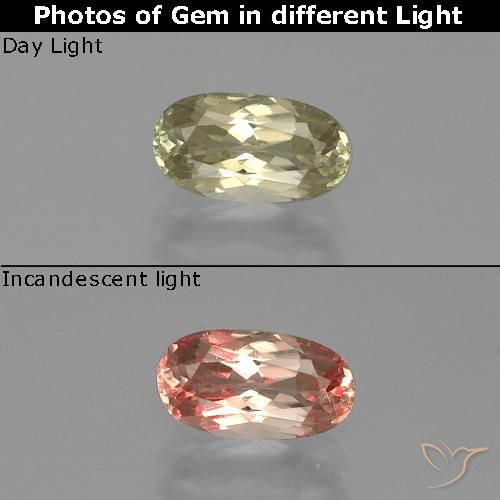 1.04ct Natural Luz amarela Diásporo com mudança de cor, oval, VVS-VS