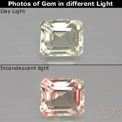 1.19ct Natural Amarelo Claro Verde Diásporo com mudança de cor, Corte Esmeralda, VVS-VS