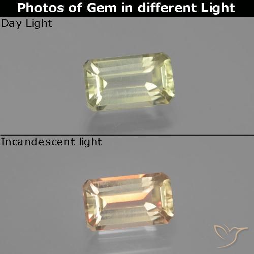 1.62ct Natural Luz amarela Diásporo com mudança de cor, Corte Esmeralda, VVS-VS